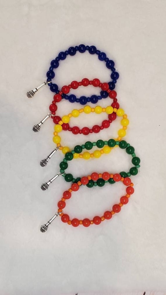 NKOTB Inspired Microphone Color Glass Bead Charm Bracelet Etsy