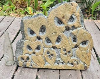 Big Parliament of Owls Sculpture, Unique Shona Sculpture, Free Shipping Worldwide