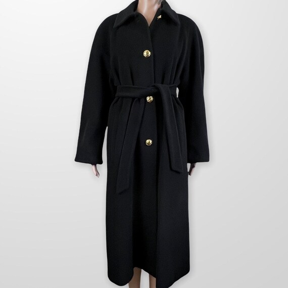 Pure Cashmere Black Coat Pierrette B. Vintage Belted … Gem