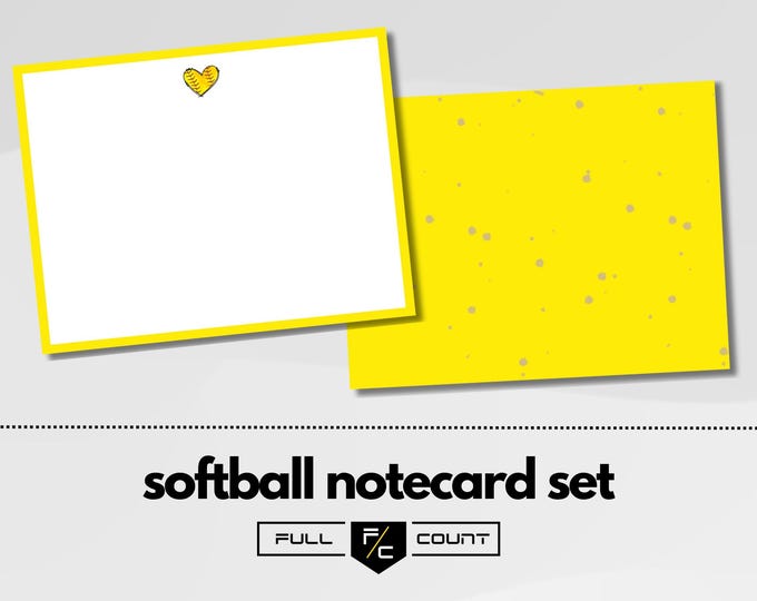 Softball Heart Notecard Set