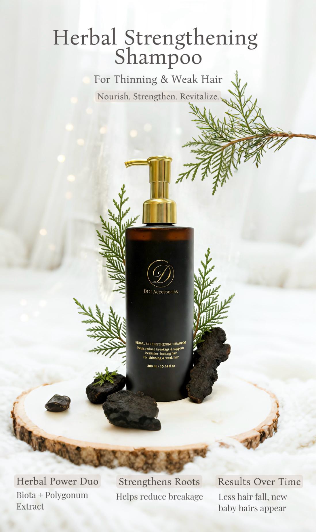 Herbal Strengthening Shampoo for Thinning Hair - Botanical Scalp Care, Volumizing Formula