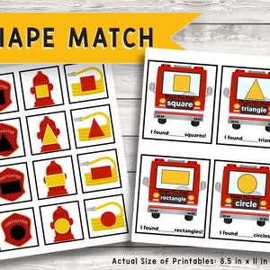 Shape Match and Count! / Fire Truck, Firefighters / Themed Learning / Toddlers / Preschoolers / Fire Truck / Firefighters / Activity /  Fun