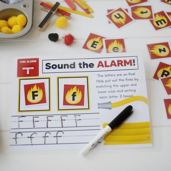 Preschool ABC Practice Mat! / Alphabet Practice! / Themed learning: Firefighter, Fire Truck / PreK / Kindergarten / Activity / Homeschool