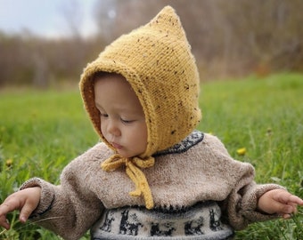 Wool Baby Pixie Bonnet - 6-12 months - Made in Canada