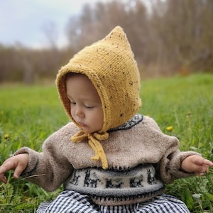 Wool Baby Pixie Bonnet - 6-12 months - Made in Canada