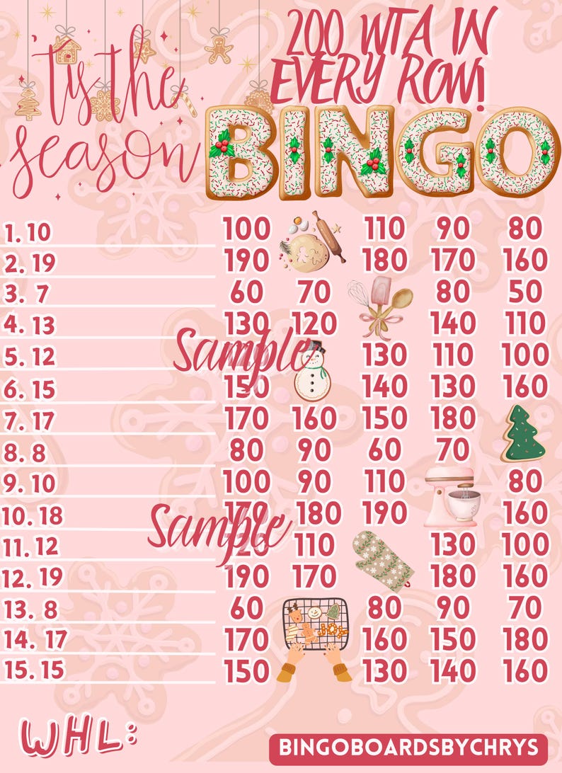 Bingo Ranges 200 WTA in Every Row! - Etsy