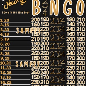 300 WTA Bingo Board