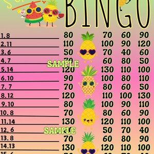 140 WTA Bingo Board