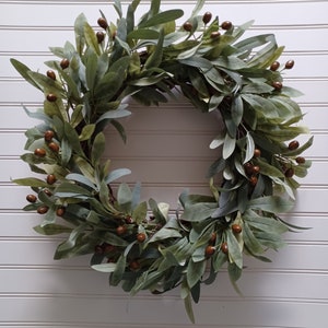 Year Round Olive Branch Wreath, Everyday Olive Branch Front Door Wreath, Greenery Wreath, Farmhouse Decor, Minimalist Decor