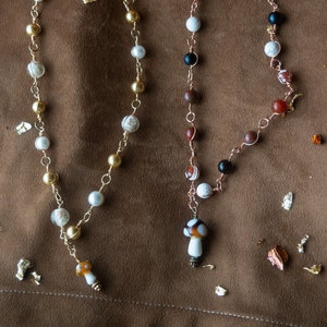 Mushroom Choker Necklace, Mushroom Jewelry, Wire and Bead Necklace
