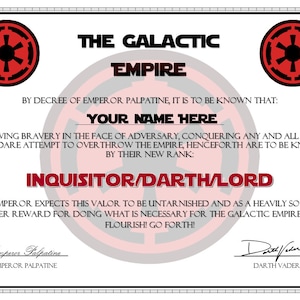 Sith Certificate - Digital Download