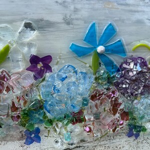 Cut Glass Flowers, Flower Box, Rustic, Abstract Flower, Art Resin, 10 X
