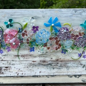 Cut Glass Flowers, Flower Box, Rustic, Abstract Flower, Art Resin, 10 X