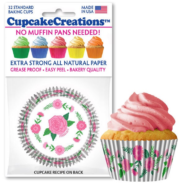 50 Pack Vintage Floral Cupcake Wrappers for Wedding, Flower Paper Baking  Cups and Muffin Liners for Tea Party (2.25 x 2.75 In)