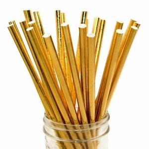 Gold Paper Straws, 25 Pack