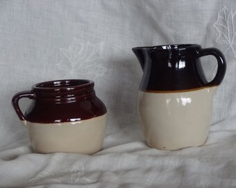 Vintage Bean Crock and RRP Roseville, OH Pottery Pitcher