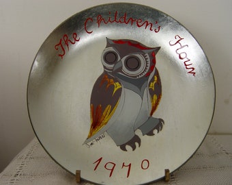 Count Agazzi of Venice Venetian Glass The Children’s House Owl Plate 1970