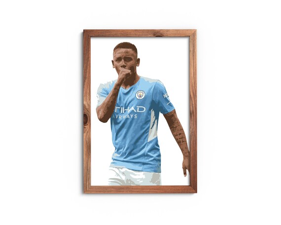 Gabriel Jesus Goal Celebration Manchester City Print Etsy