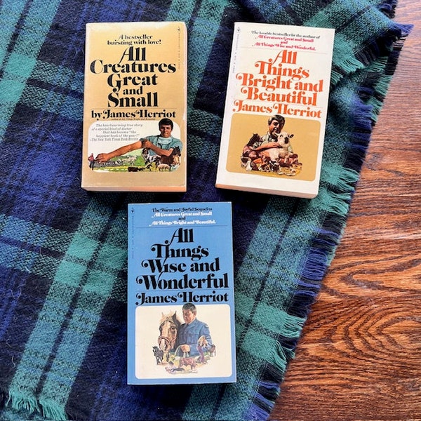 James Herriot Boxed Set, first three books by James Herriot (Bantam Books, 1970s) Vintage mass market paperback books