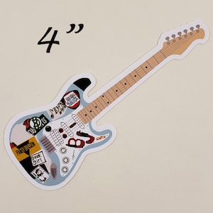 Sticker Billie Joe Armstrong Guitar Blue from Green Day 1994 Glossy 4&quot; Four Inch