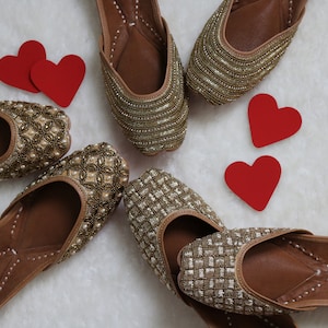 Golden handcrafted jutti/khussa/mojari/ballet shoes/flat shoes