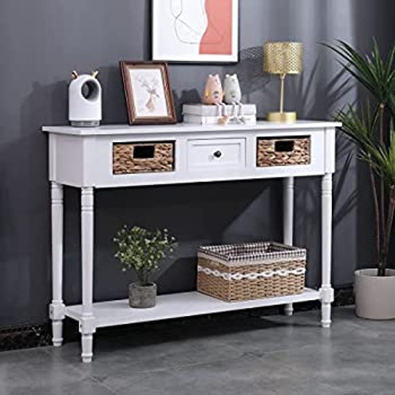 Elegant White Entryway Table 2tier Side Table Etsy
