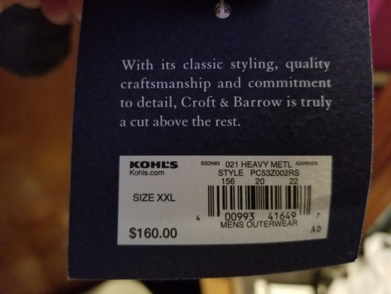 Mens Outerwear Jacket Coat Croft and Barrow Size XXL 2XL BNWT NEW