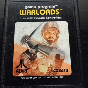 Vintage Warlords Atari Video Game Cartridge and Manual