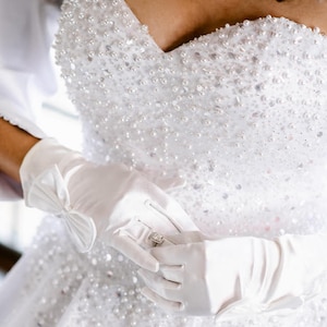 Custom made Plus Size wedding dress/ White pearls beaded Corset ballgown white satin wedding dress/ long detachable  sleeves/ long train