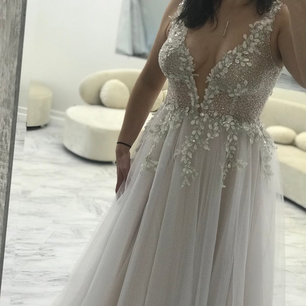 Silver Wedding Dress Etsy