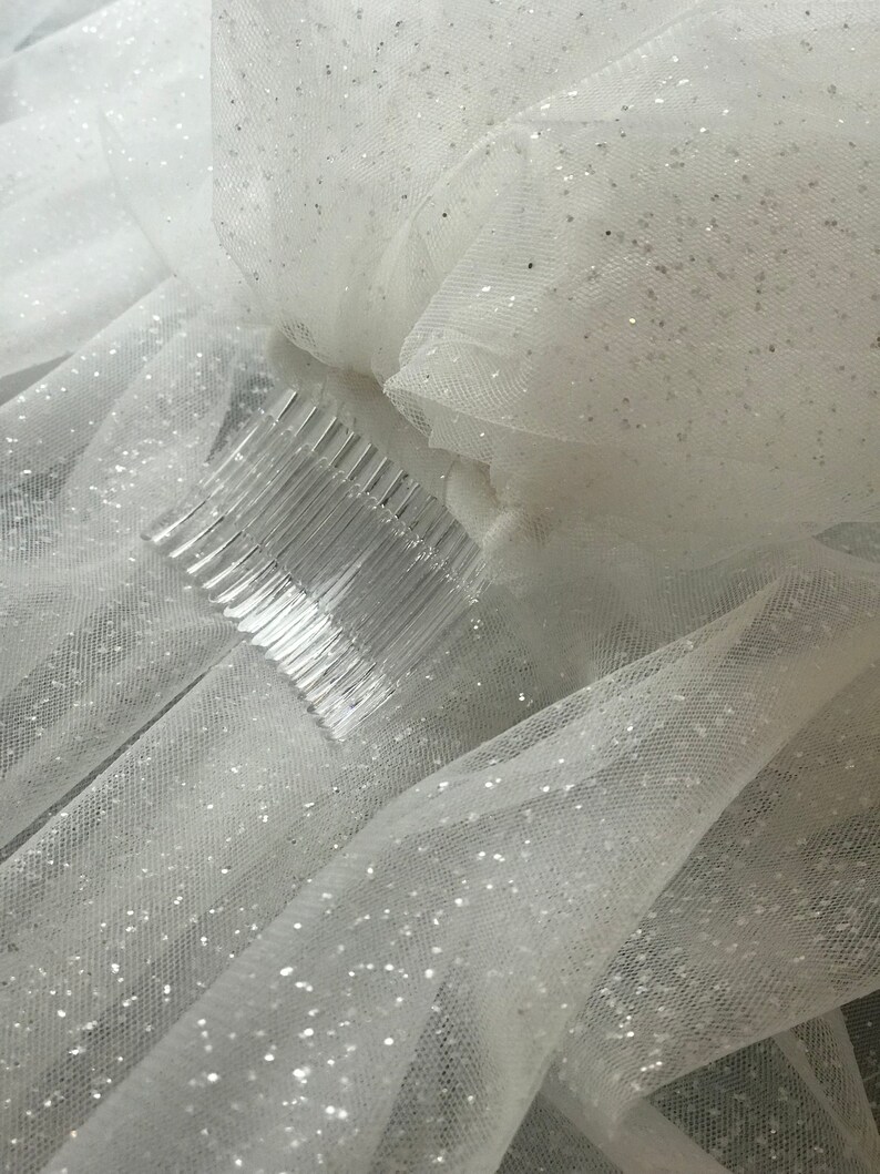 cheap USA on sale Sparkly Glitter Veil/ off White
