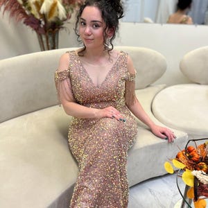 Sequin Rose Gold Bridesmaid Dress - Etsy