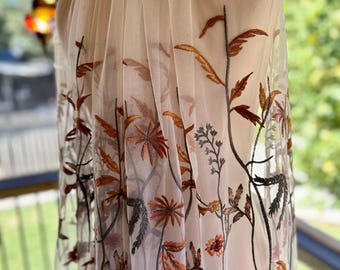 Boho fall leaves bridal veil  ivory bohemian country rustic gipsy wedding veil yellow brown green flowers veil 57” length