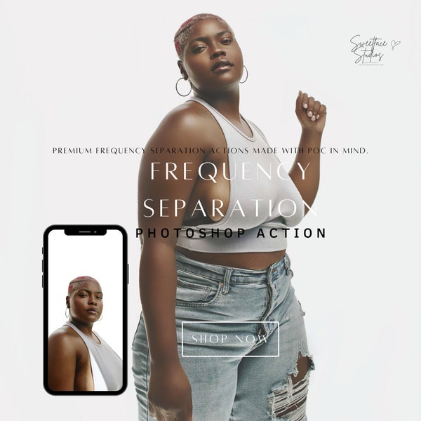 Median Frequency Separation Photoshop Action | Digital Download for Enhanced Skin Retouching (Designed for Black Women)