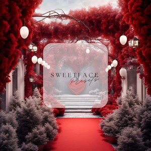 Valentine&#39;s Day Red Wedding Digital Backdrop, Maternity Backdrops, Wedding Backdrops, Valentine&#39;s Backdrops, Party Backdrops,PNG Backdrops