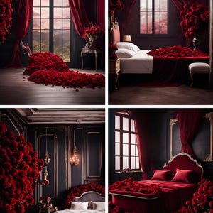 Romantic Red Backdrops Bundle, Wedding Backdrops, Boudoir Backdrops, Maternity Backdrops, Party Backdrop, Red Backdrop, Valentine&#39;s Backdrop