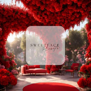 Red Roses Valentine&#39;s Day Digital Backdrop, Maternity Backdrops, Wedding Backdrops, Valentine&#39;s Backdrops, Party Backdrops,PNG Backdrops