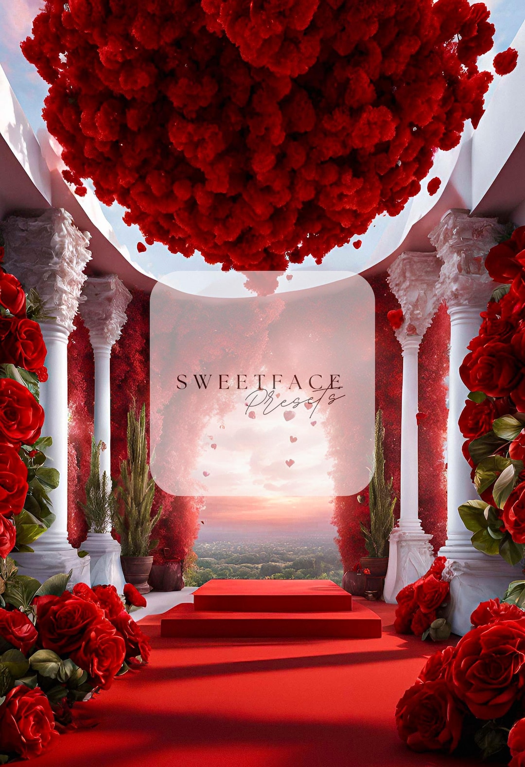 Red Rosed Backdrop Red Roses Valentine's Day Digital Backdrop, Maternity Backdrops ...
