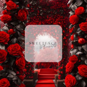 Red Roses Valentine&#39;s Day Digital Backdrop, Maternity Backdrops, Wedding Backdrops, Valentine&#39;s Backdrops, Party Backdrops,PNG Backdrops