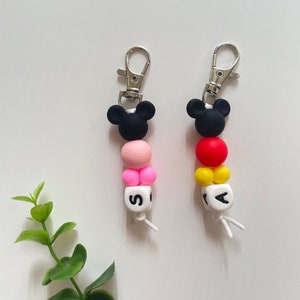 Mickey and Minnie Keychain - Personalized Purse Keychain - Kids initial Keychain Diaper Bag - Keychain