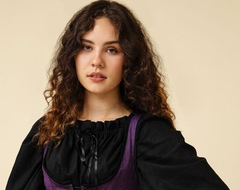 Corsé morado Claudia, corsé de mujer bruja, corsé morado