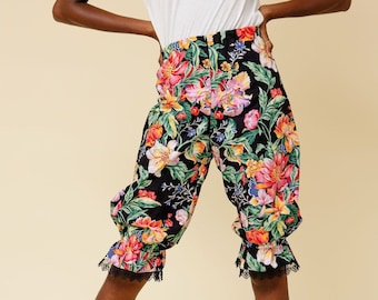 Black with Tropical Flowers Bloomers