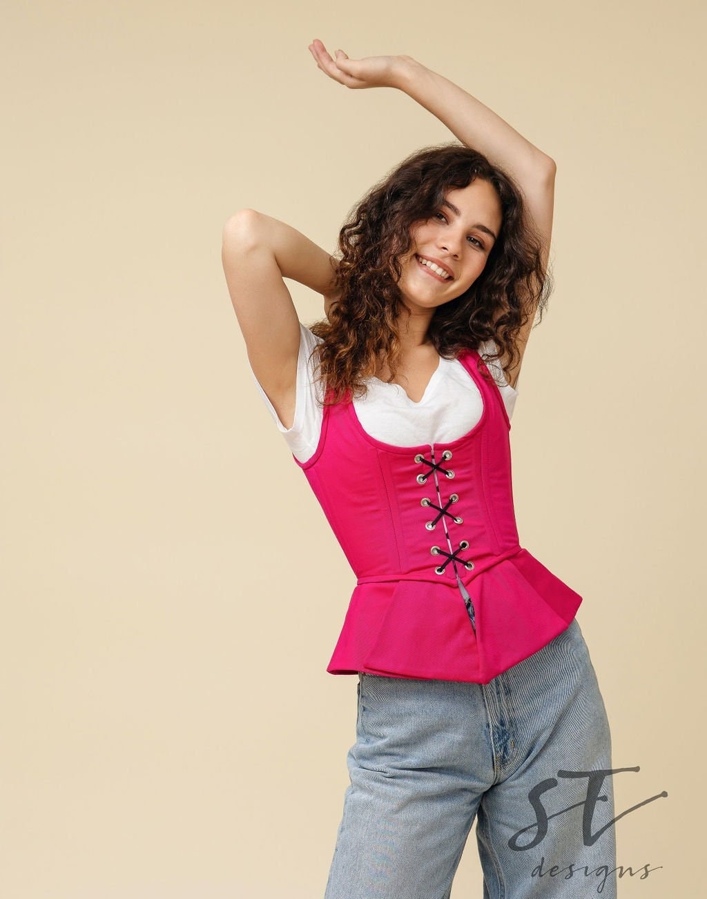 Hot pink peplum top deals