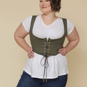 Corset olive, corset vert olive, corset olive Kate, corset vert militaire image 3