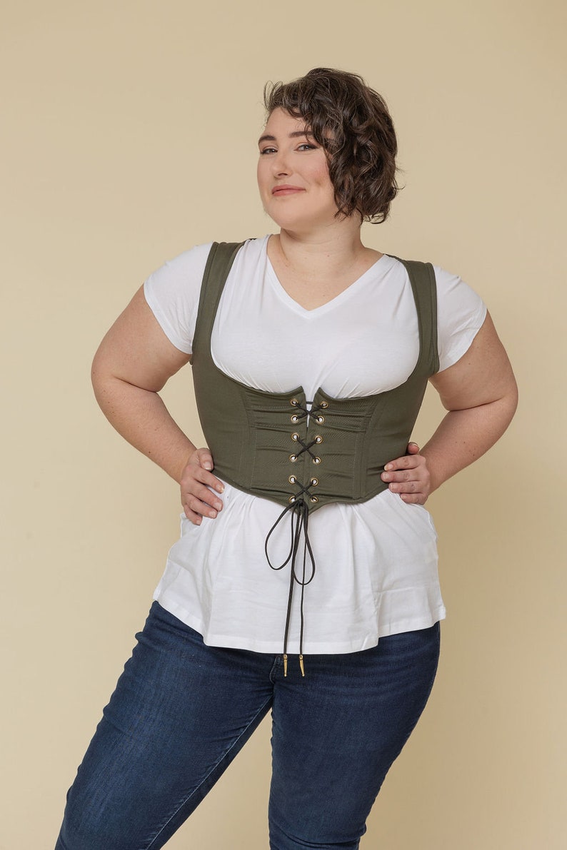 Corset olive, corset vert olive, corset olive Kate, corset vert militaire image 3