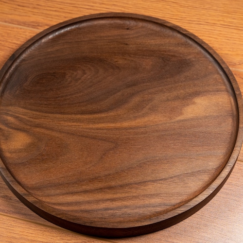 Round Wood Tray / Black Walnut / Shallow Circle Catchall Etsy