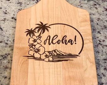 Hawaiian Aloha Maple Wood Charcuterie and Cheese Serving Board with Handle