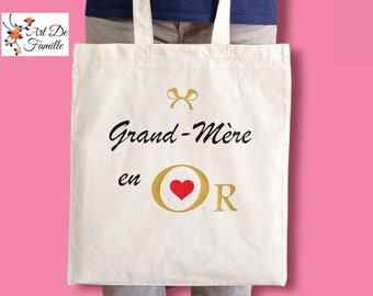 Tote bag Bag Granny Personalized Gift Grandmother's Day Canvas Bag Tote Bag Tote Handle Race Grandma In Unbleached Gold