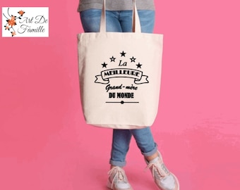 Tote bag Bag Granny Personalized Gift Grandmother's Day Canvas Bag Bag Tote Bag Handle Race Best Grandmother in the World