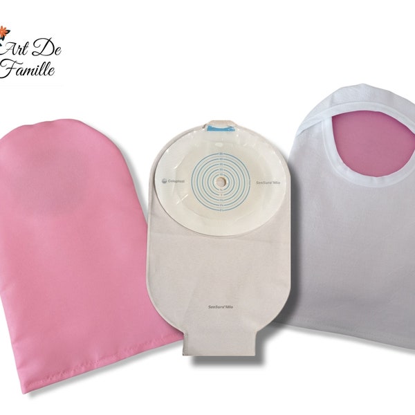 Cover Pocket Ostomy Compatible Cover Colostomy Bag Ileostomy Adaptable Several Type Of Pocket Color Solid Pink Back White Handmade